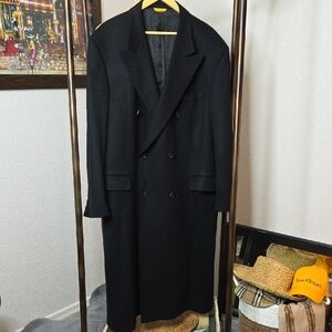 Hickey Freeman Black Double Breasted Cashmere Coat Unisex See Measurements